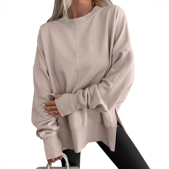 Women's Oversize Sweatshirt with Center Seam, Extended Hem, and Ribbed Cuffs Mune Fashion