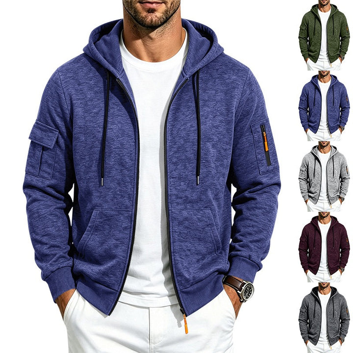 Men's hoodie sweatshirt jacket with zipper and sleeve pocket Mune Fashion