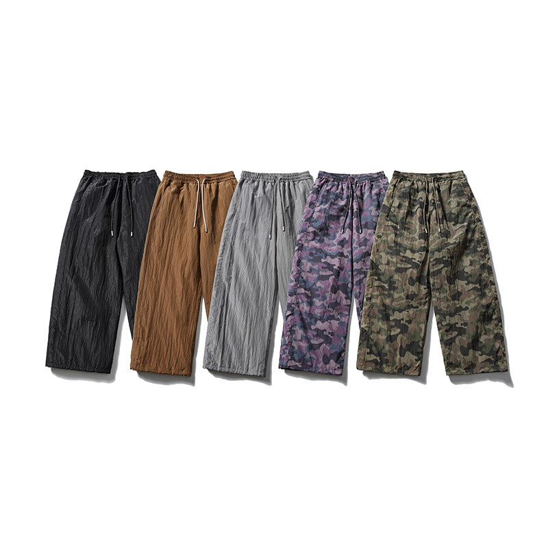 Men's loose-fitting ripstop leisure pants with camouflage pattern and elastic drawstring waistband Mune Fashion