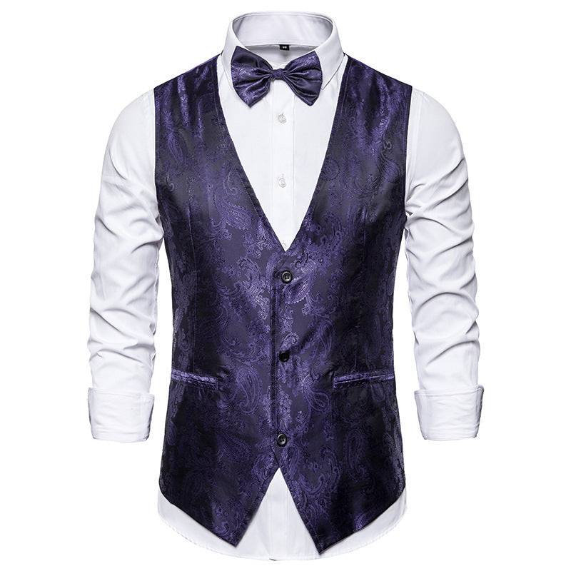 Men's Elegant Suit Vest with Fine Paisley Pattern Mune