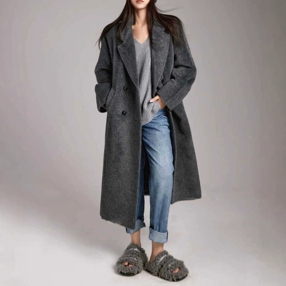 Women's stylish and elegant bouclé coat with double button placket Mune Fashion