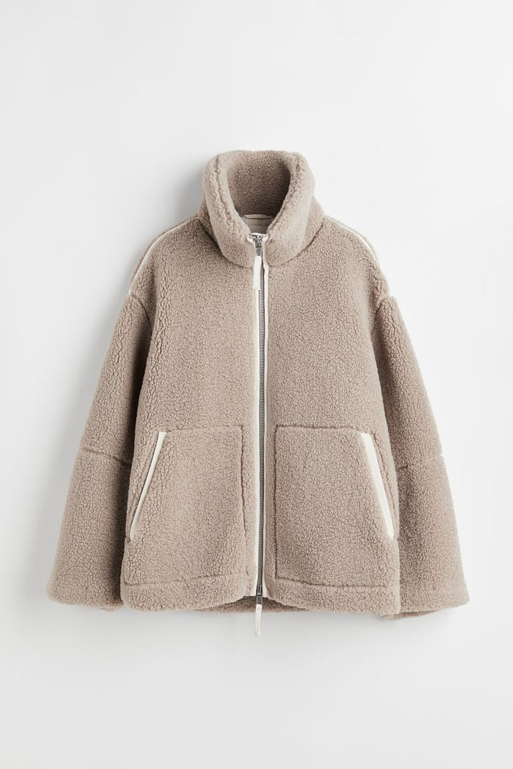 Women's Teddy Fleece Jacket with Stand-up Collar Mune Fashion