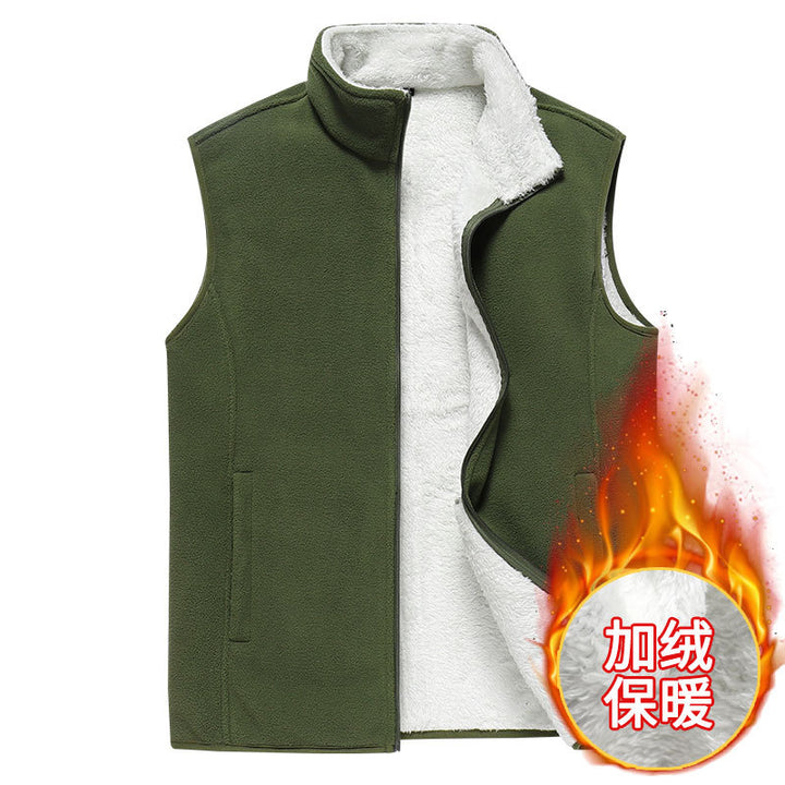 Men's Sleeveless Microfleece Vest with Stand-Up Collar and Concealed Two-Way Zip Mune Fashion