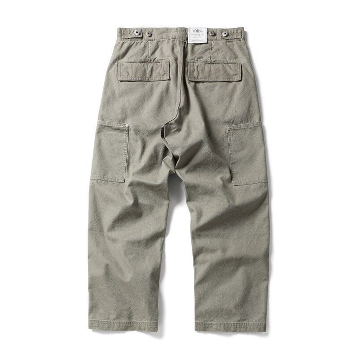 Men's Wide Canvas Cargo Pants with Large Patch Leg Pockets and Relaxed Baggy Cut Mune Fashion