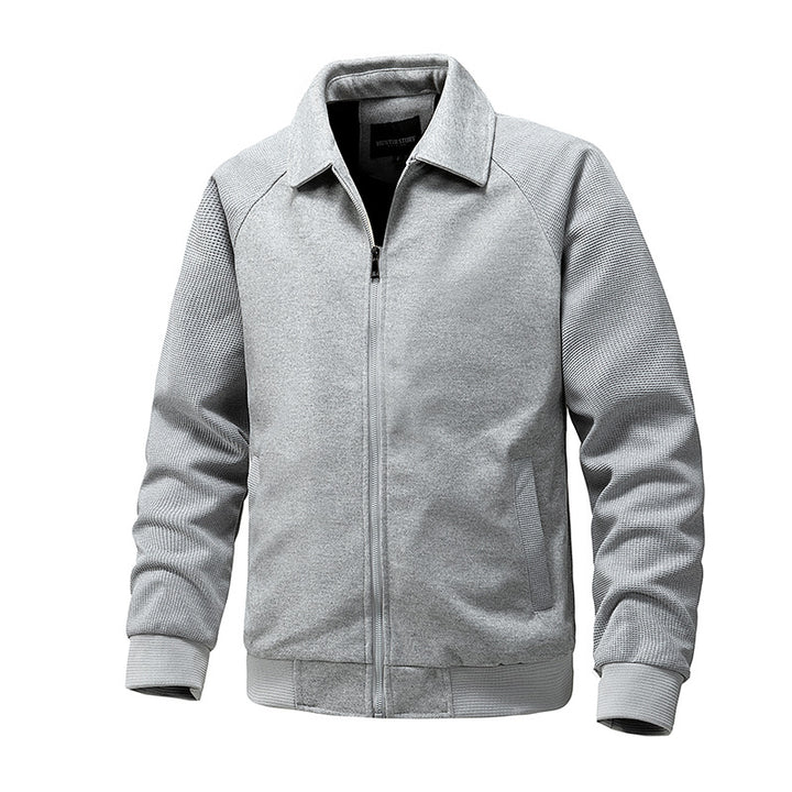 Men's Casual Zip-up Sweat Jacket with Structured Rib Sleeves Mune Fashion