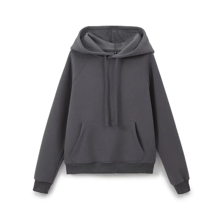 Women's casual hoodie with kangaroo pocket raglan sleeves and brushed interior Mune Fashion