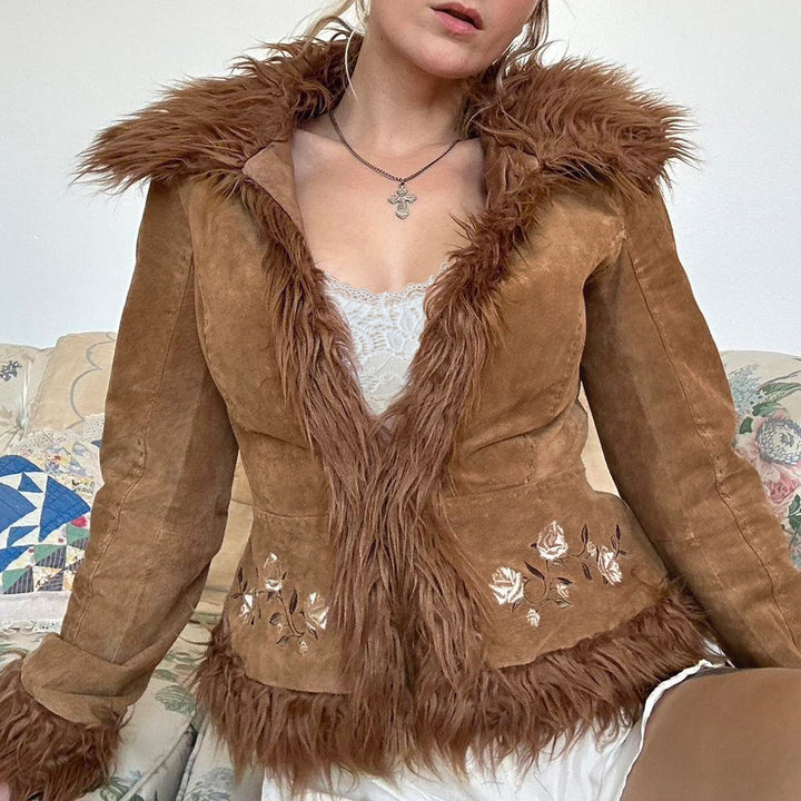 Women's printed bomber jacket with hood and faux fur collar, elastic cuffs and full zip Mune Fashion