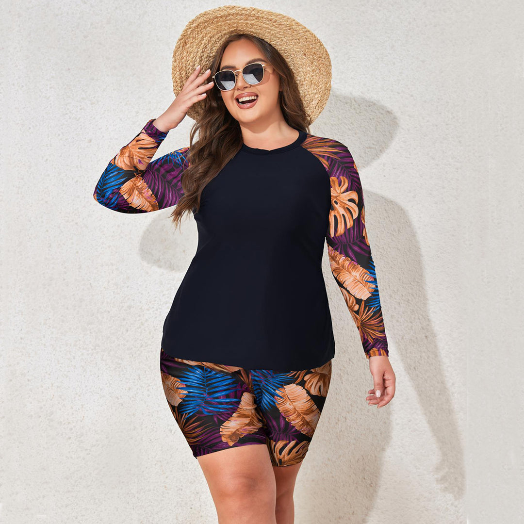 Women UV protection swimsuit set with sleeveless top and short pants Mune Fashion