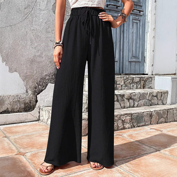 Women Comfortable and Elegant Wide-Cut Fabric Trousers Mune Fashion