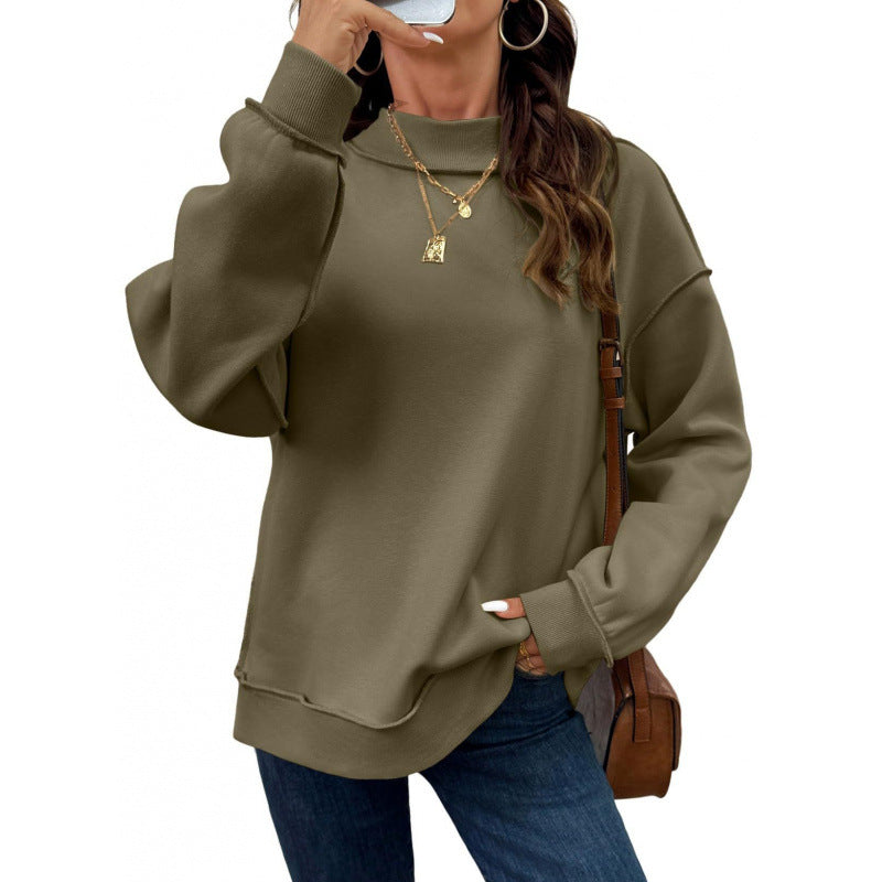 Women's Oversize Sweatshirt with Stand-up Collar, Raglan Sleeves and Ribbed Cuffs Mune Fashion