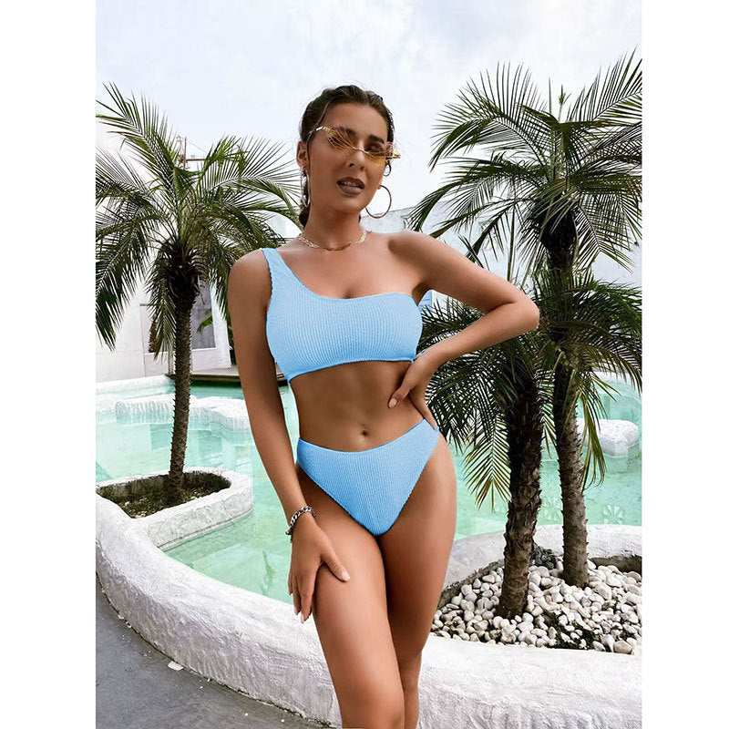 Women's One-Sided Bikini with Textured Top Mune Fashion