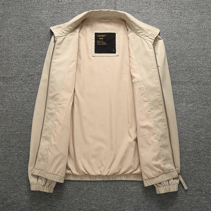 Men's Lightweight Harrington Jacket with Zipper, Stand Collar and Elastic Cuffs Mune Fashion