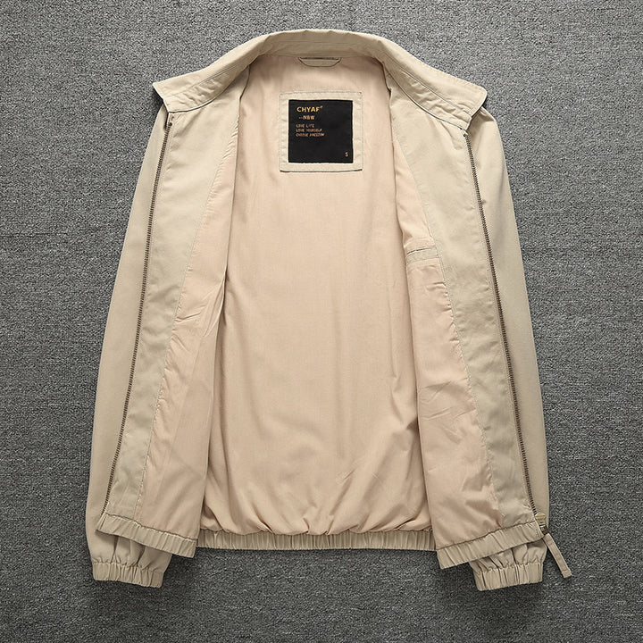 Men's Lightweight Harrington Jacket with Zipper, Stand Collar and Elastic Cuffs Mune Fashion