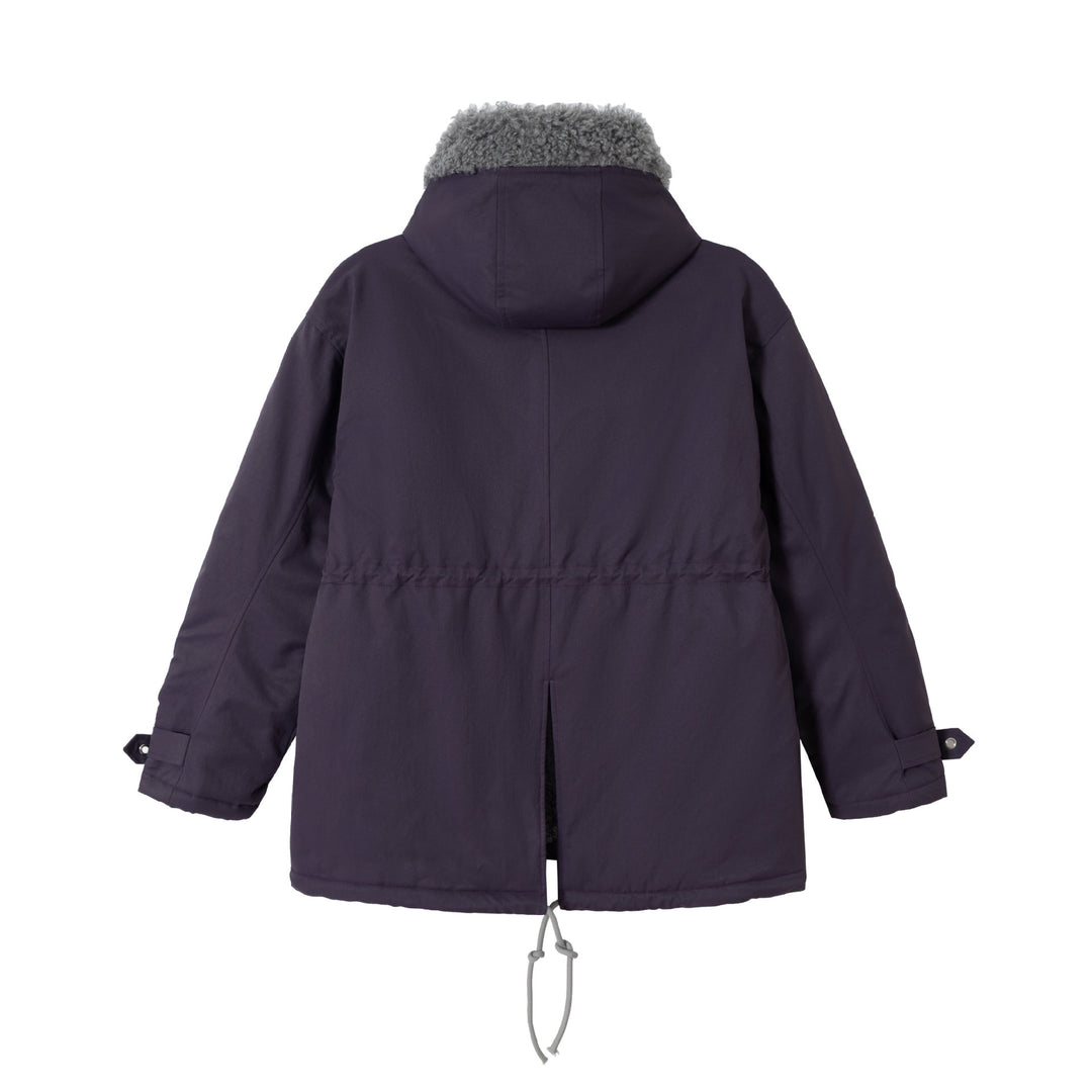 Women's short parka with teddy lining, drawstring and buckle sleeves Mune Fashion