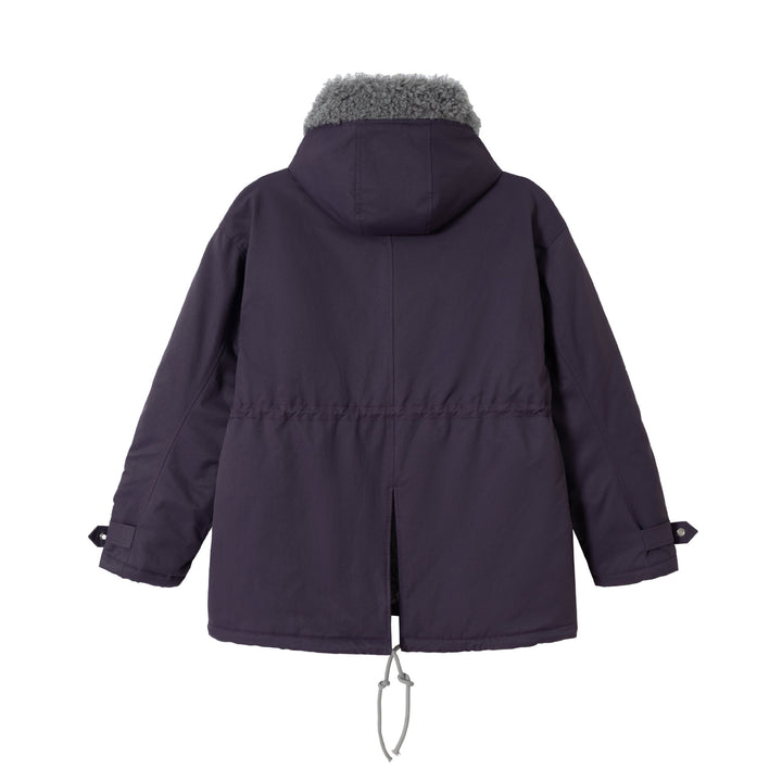 Women's short parka with teddy lining, drawstring and buckle sleeves Mune Fashion