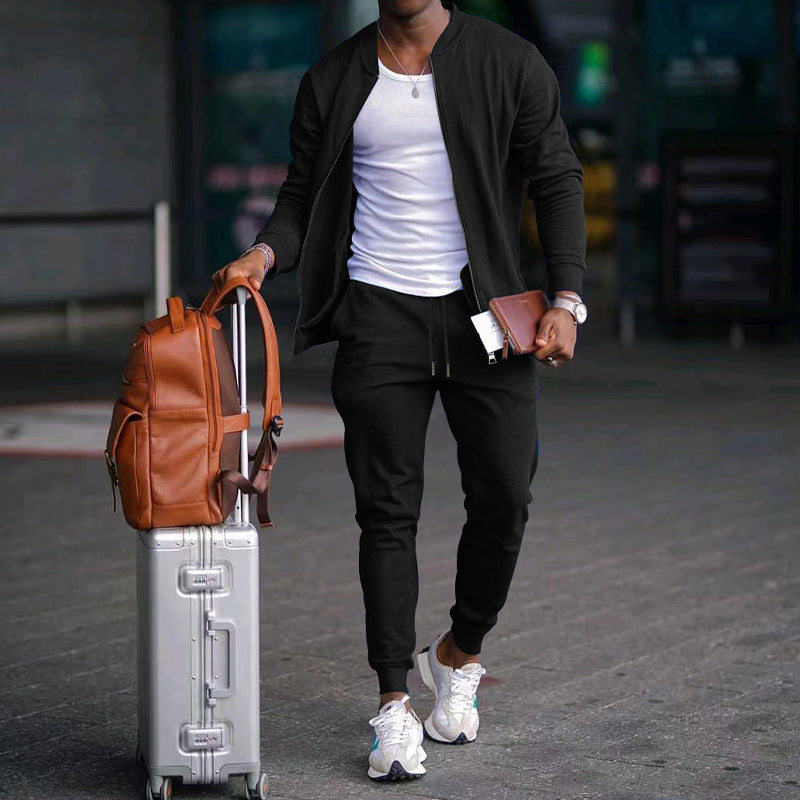 Men's nan sportives leisure set with bomber jacket and tapered jogging pants made of cotton blend Mune Fashion