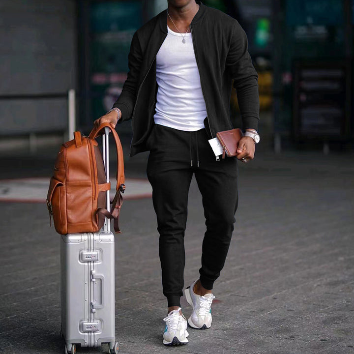 Men's nan sportives leisure set with bomber jacket and tapered jogging pants made of cotton blend Mune Fashion