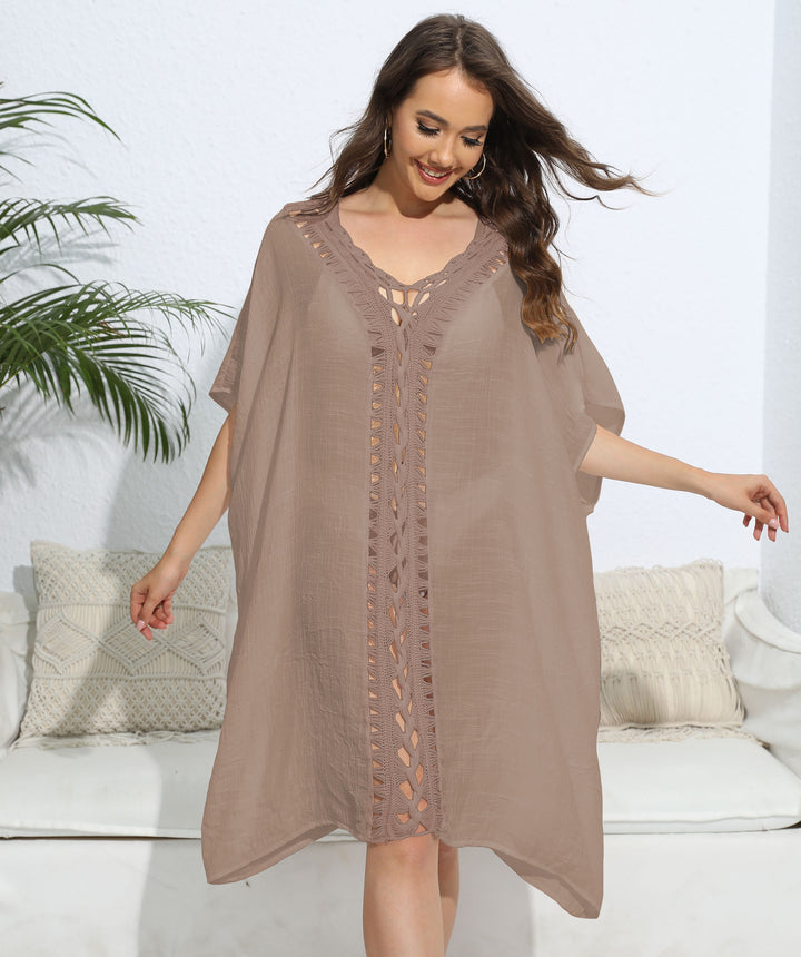 Women's airy kaftan with delicate crochet pattern Mune Fashion