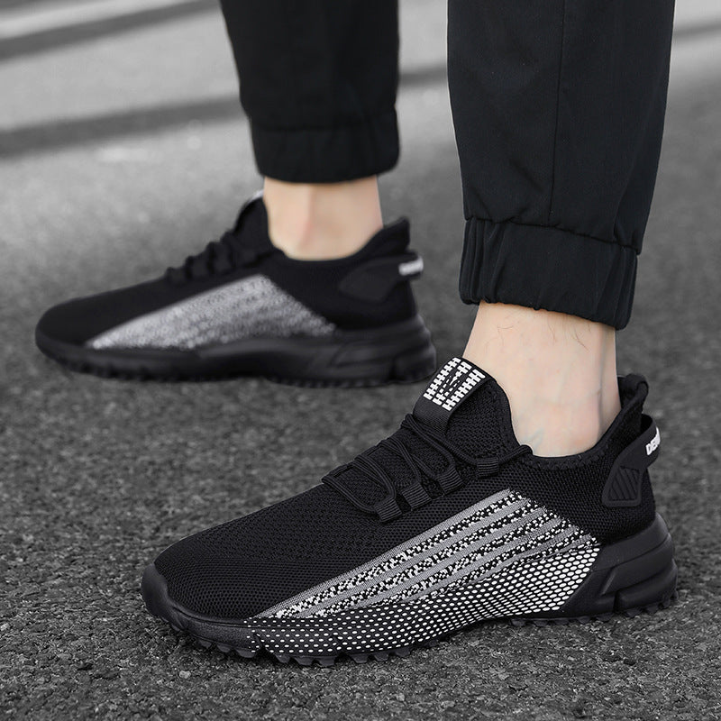 Men's breathable knitted sneakers with textured sole and padded heel cuff Mune Fashion
