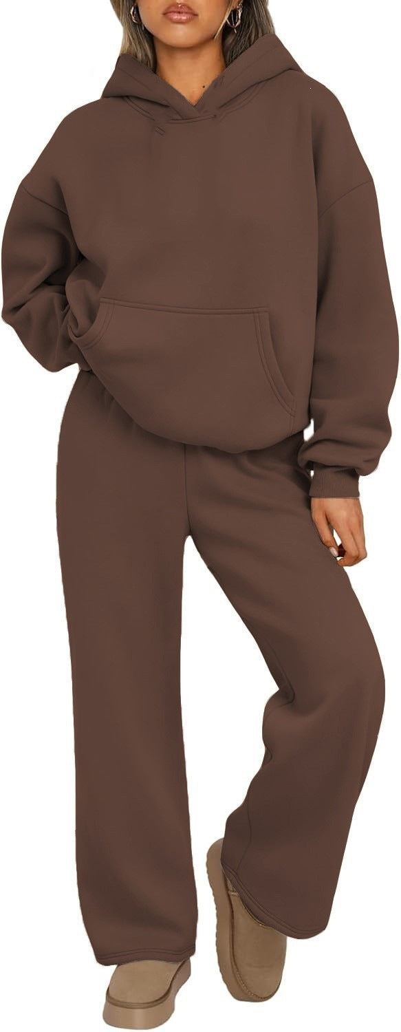 Women's Cozy Loungewear Set with oversized hoodie, kangaroo pocket and wide palazzo jogging pants Mune Fashion