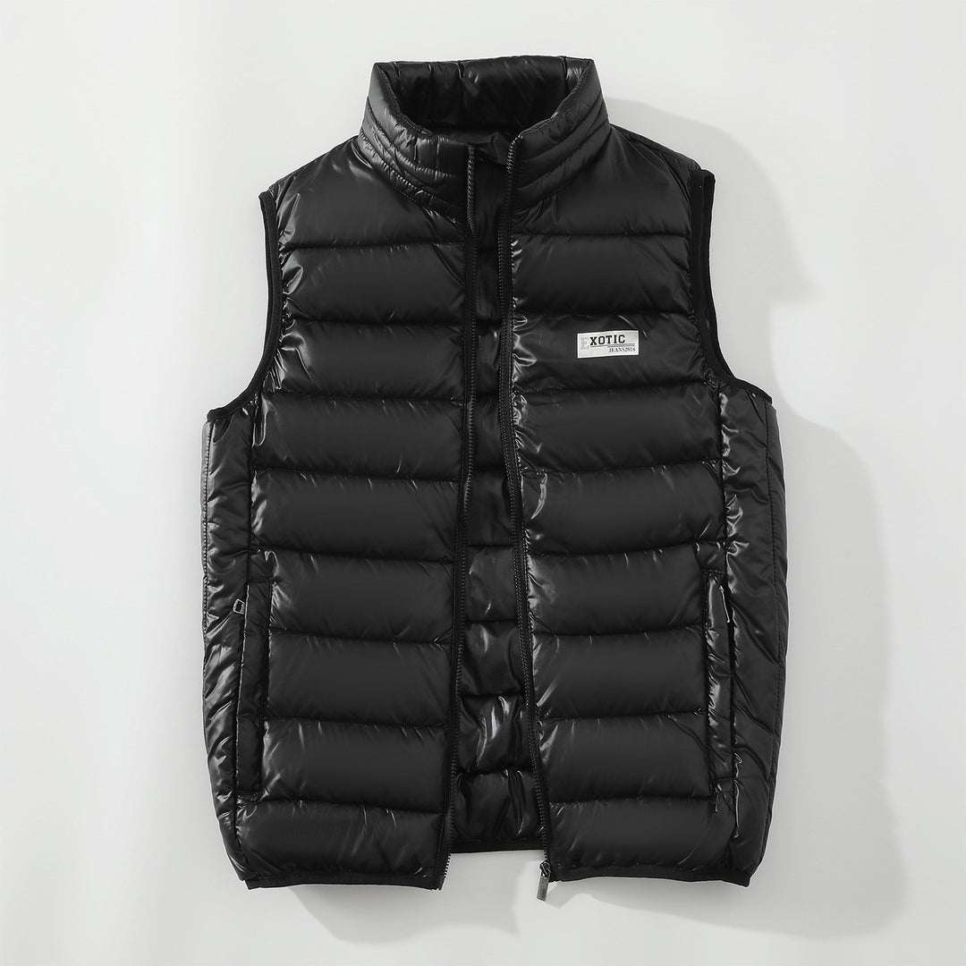 Men's quilted vest with high stand-up collar and shiny thermal filling Mune Fashion
