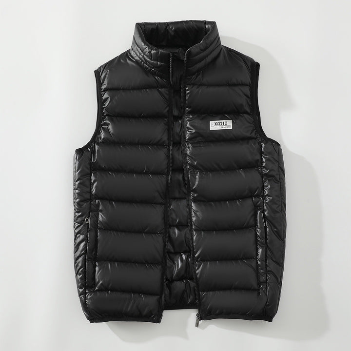 Men's quilted vest with high stand-up collar and shiny thermal filling Mune Fashion