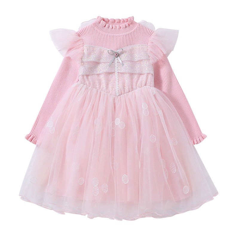 Girl's party dress with ruffled sleeves and glitter details Mune Fashion