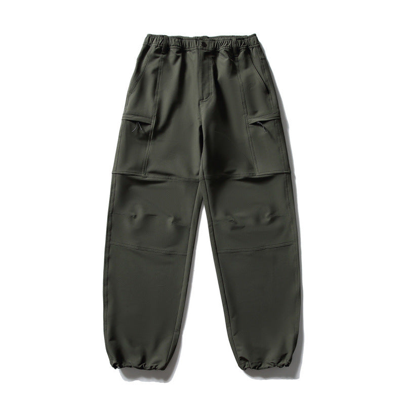 Men's Technical Cargo Casual Pants with Elastic Waistband, Knee Panels, and Zipper Pockets Mune Fashion