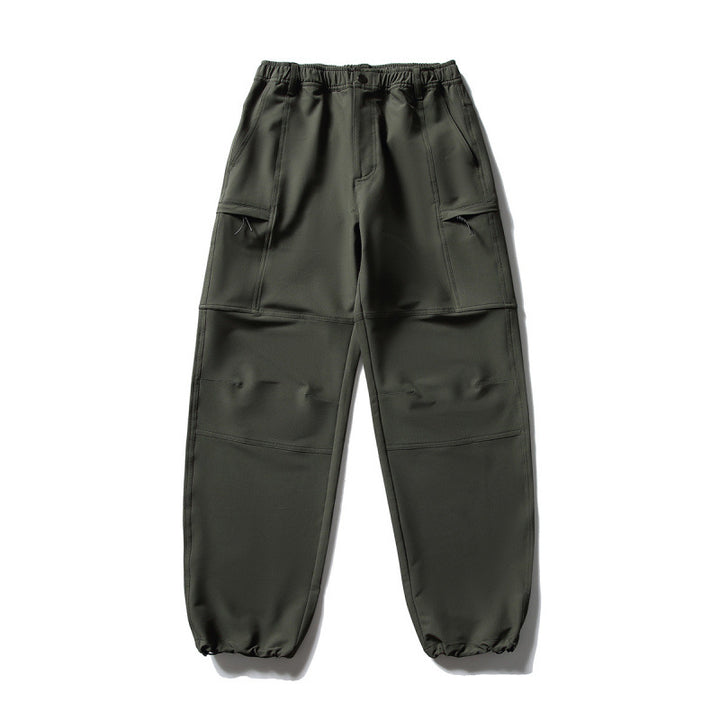 Men's Technical Cargo Casual Pants with Elastic Waistband, Knee Panels, and Zipper Pockets Mune Fashion