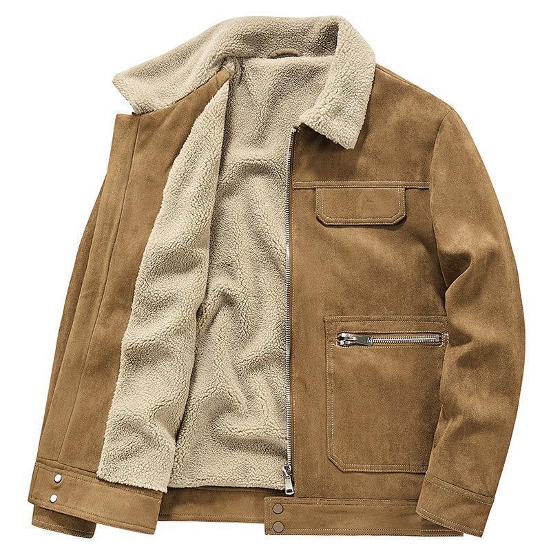 Men's velour imitation jacket in flight style with teddy lining and zip pockets Mune Fashion
