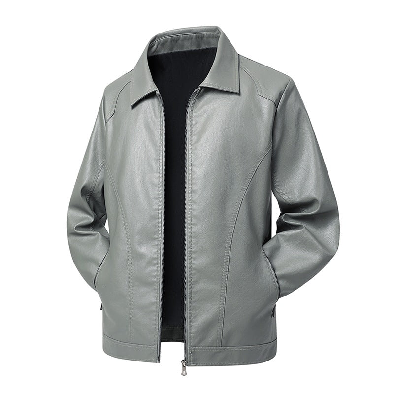 Men's Faux Leather Transitional Jacket with Shirt Collar, Concealed Zip & Side Pockets Mune Fashion