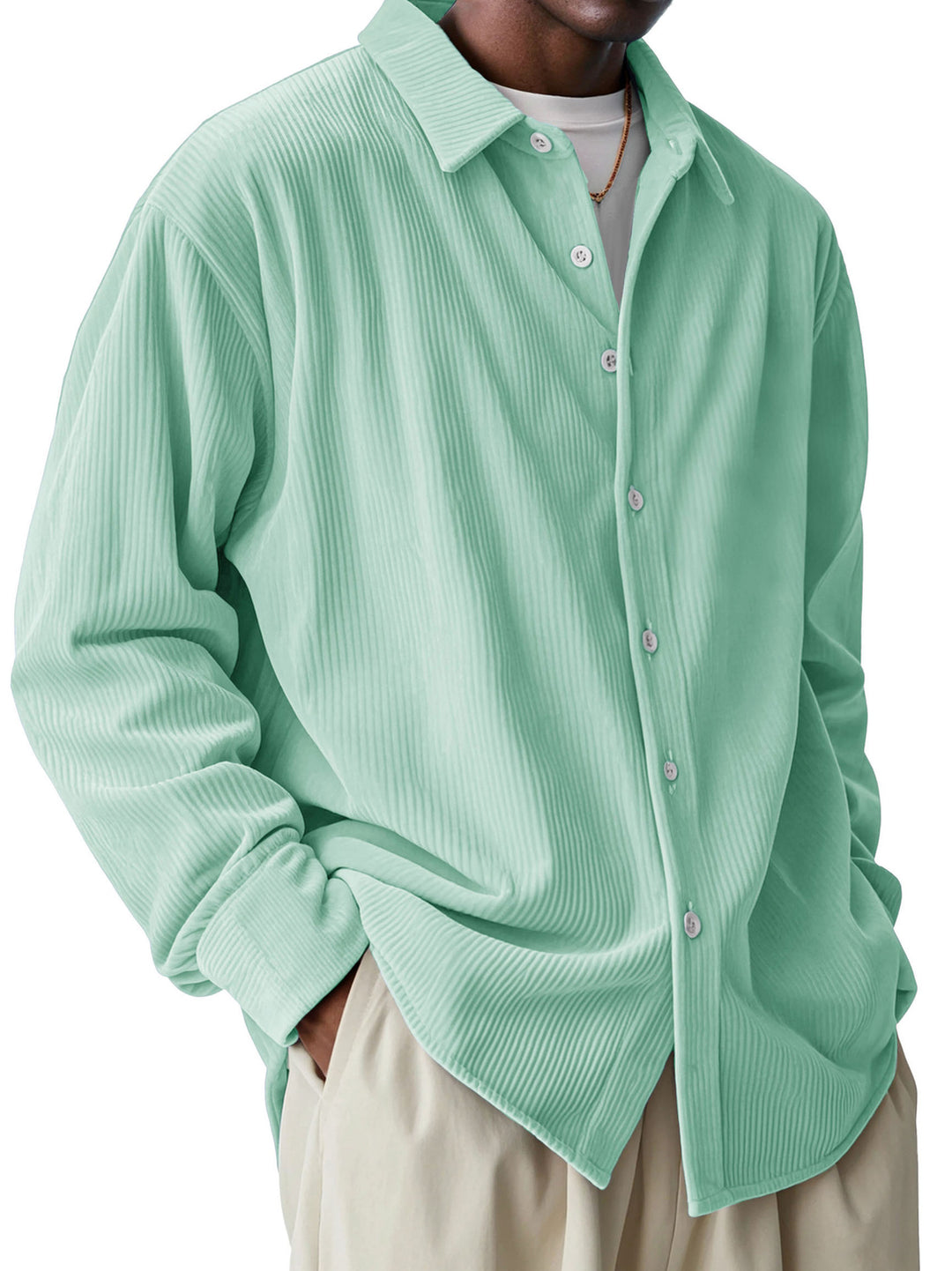 Men's oversized cord shirt with fine ribbed texture and relaxed fit Mune Fashion
