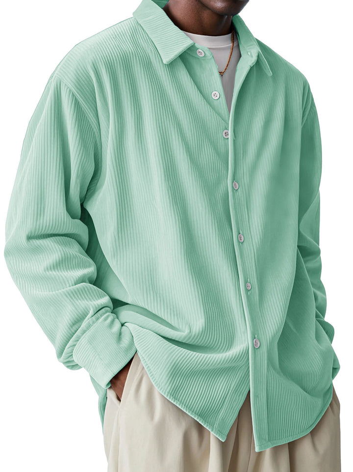 Men's oversized cord shirt with fine ribbed texture and relaxed fit Mune Fashion