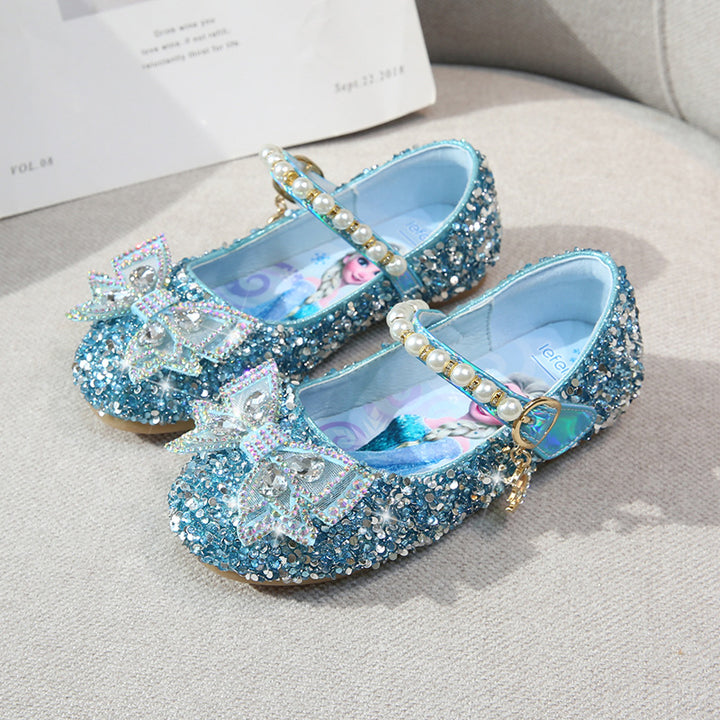 Girls Glitter Ballerinas with Pearl Accent Mune Fashion