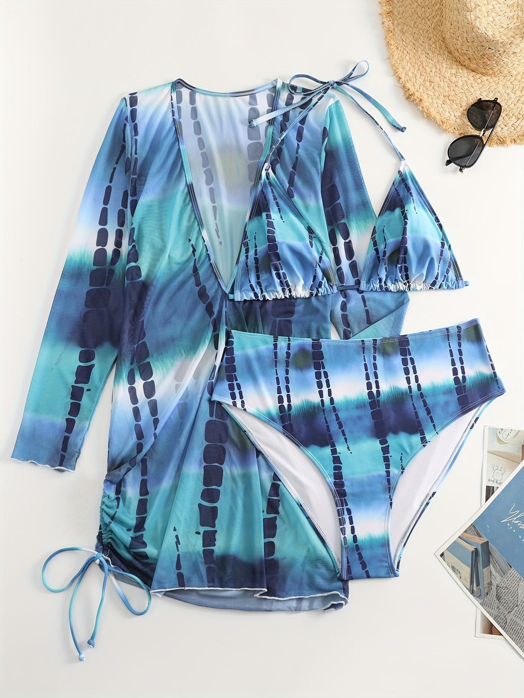 Ladies bikini set with elegant wrap dress Mune Fashion