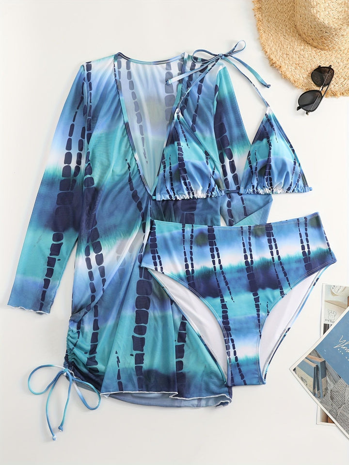 Ladies bikini set with elegant wrap dress Mune Fashion