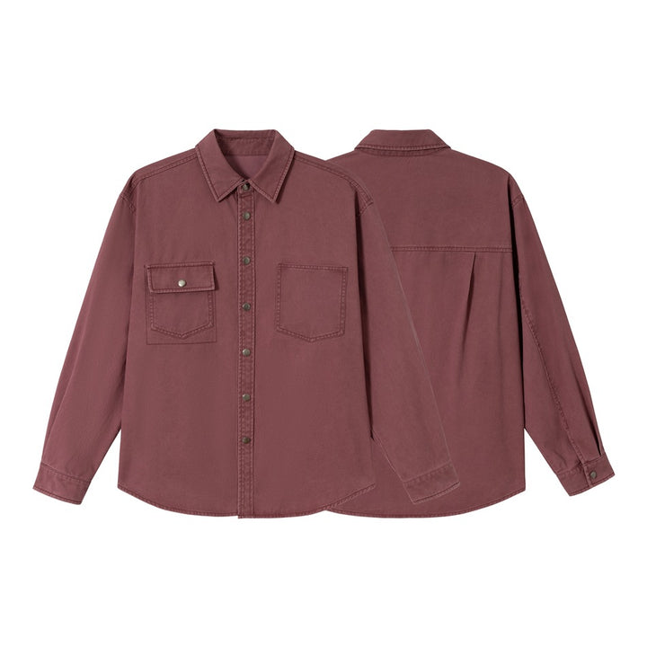 Women's overshirt jacket made of washed cotton twill with snap button placket and two chest pockets Mune Fashion