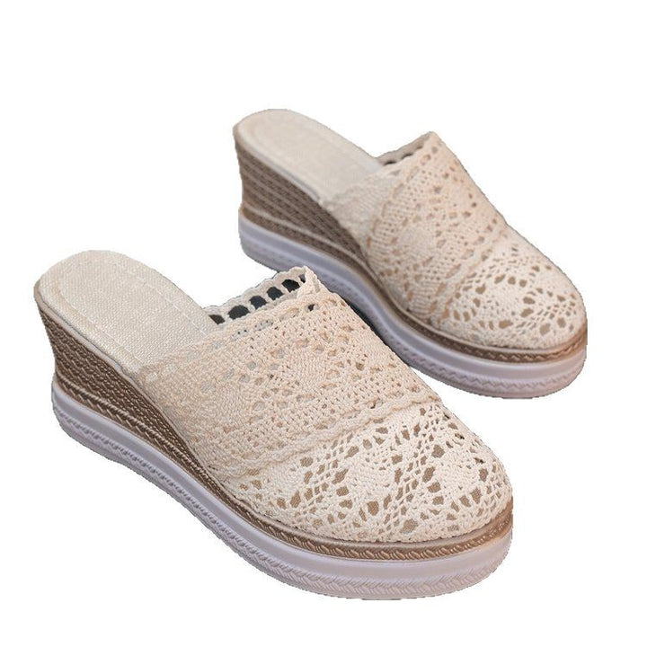 Women crochet platform slippers with jute details and memory footbed Mune Fashion