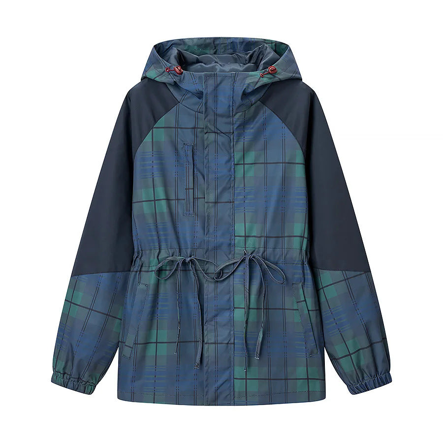 Women nan lightweight water-repellent hooded jacket with drawstring waist and raglan sleeves Mune Fashion