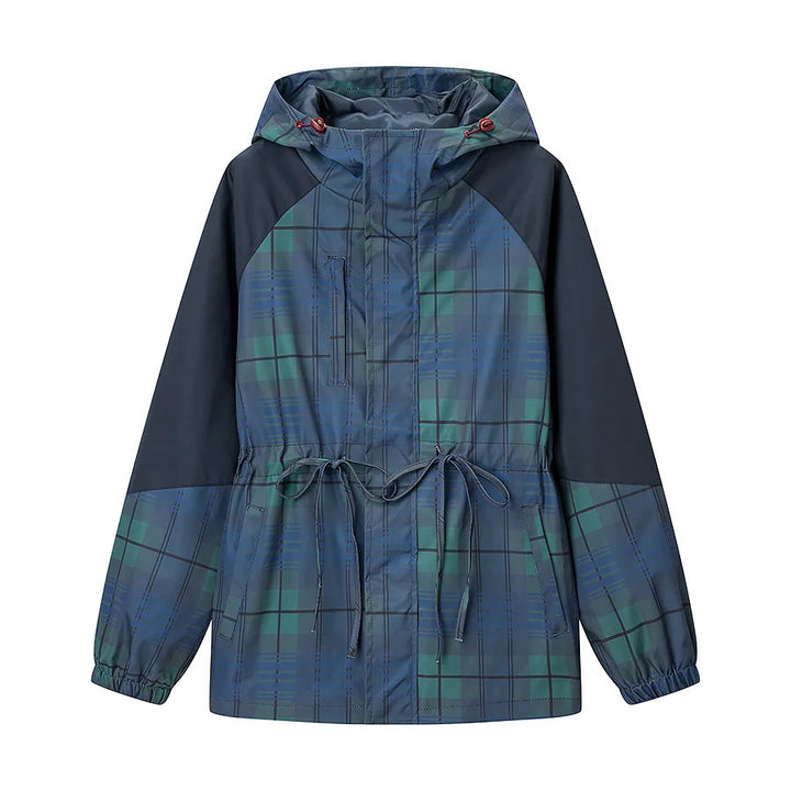 Women nan lightweight water-repellent hooded jacket with drawstring waist and raglan sleeves Mune Fashion