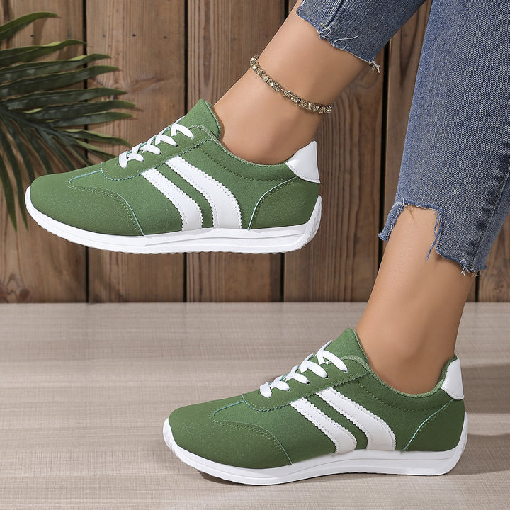 Women's lightweight retro canvas sneakers with padded insole, flexible outsole, and subtle stripe design Mune Fashion