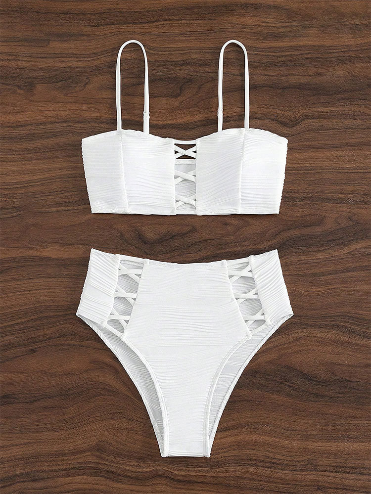 Ladies Bikini Set with textured surface and decorative inserts Mune Fashion