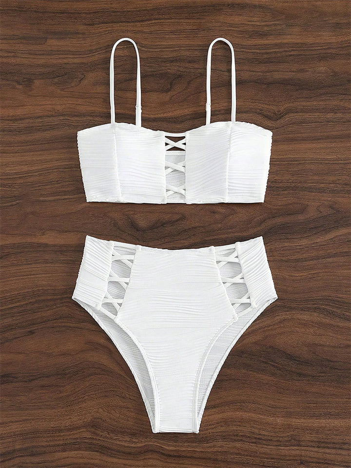 Ladies Bikini Set with textured surface and decorative inserts Mune Fashion