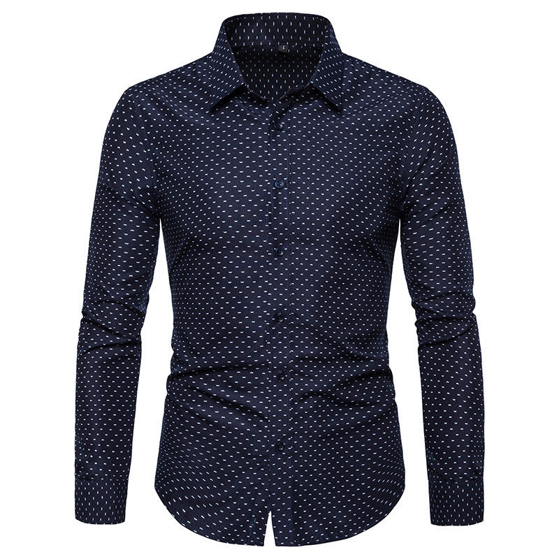 Men's patterned tailored long-sleeve shirt with Kent collar and stretch Mune Fashion