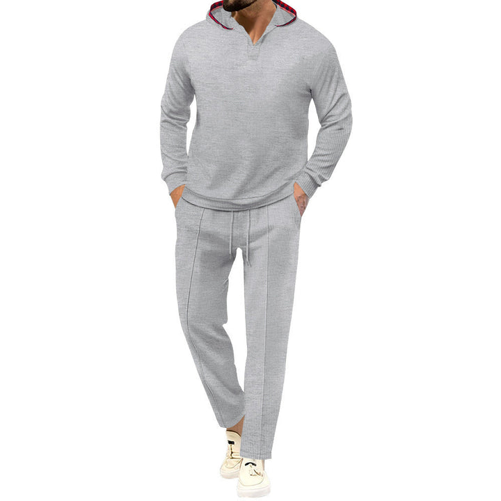 Men's Leisure Suit with Casual Hood and Breathable Structure Mune