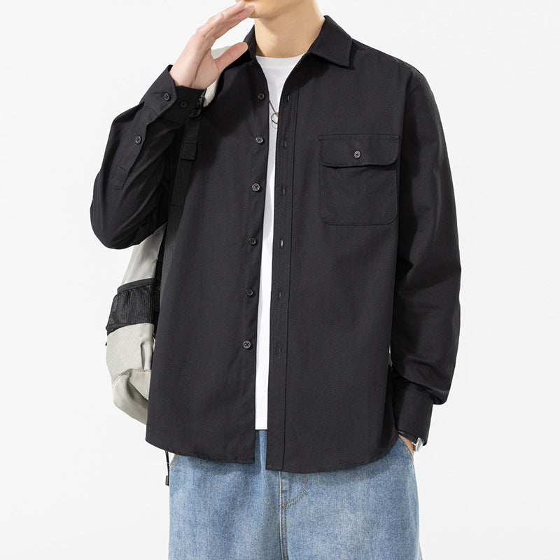 Men's Casual Long Sleeve Shirt with Chest Pocket Mune Fashion