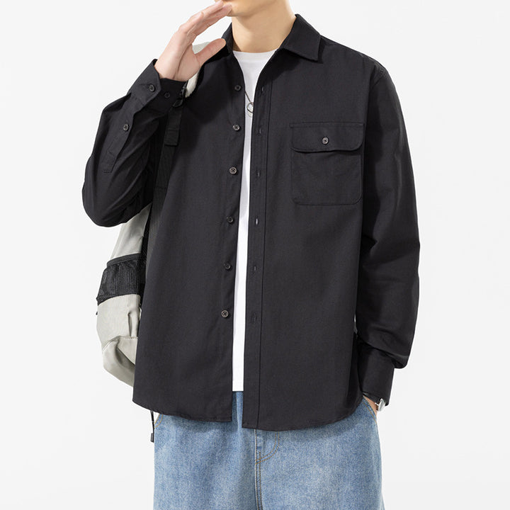Men's Casual Long Sleeve Shirt with Chest Pocket Mune Fashion