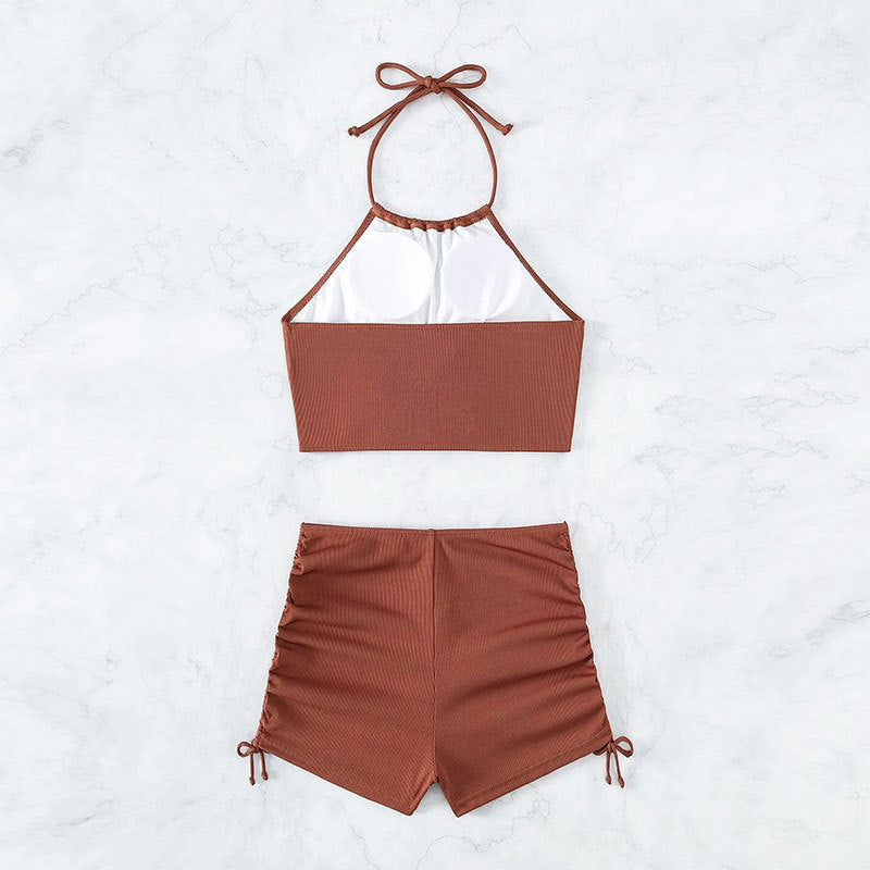 Women's bikini set with fashionable wrap top and high waisted briefs Mune Fashion