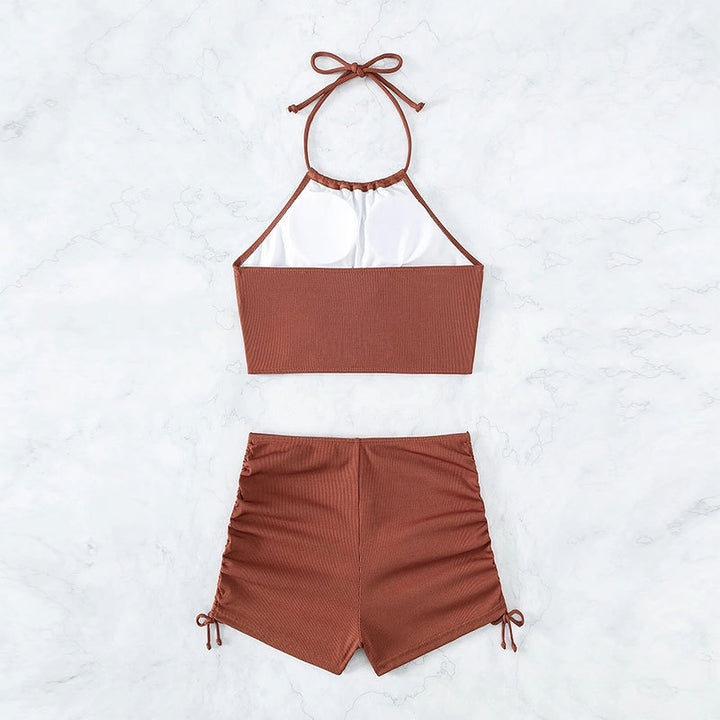 Women's bikini set with fashionable wrap top and high waisted briefs Mune Fashion