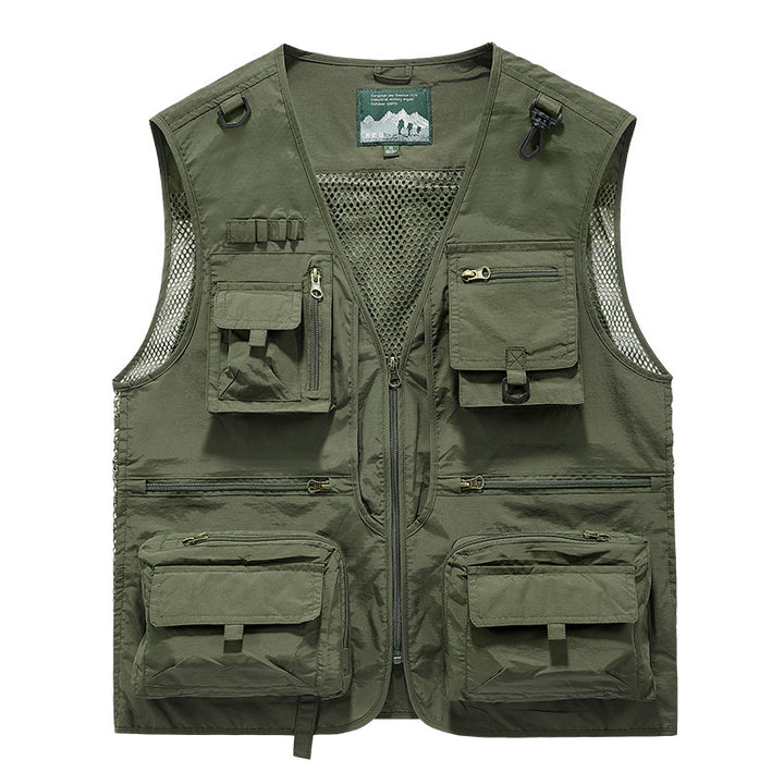 Men's multifunctional outdoor tactical vest with numerous pockets and mesh trim Mune Fashion